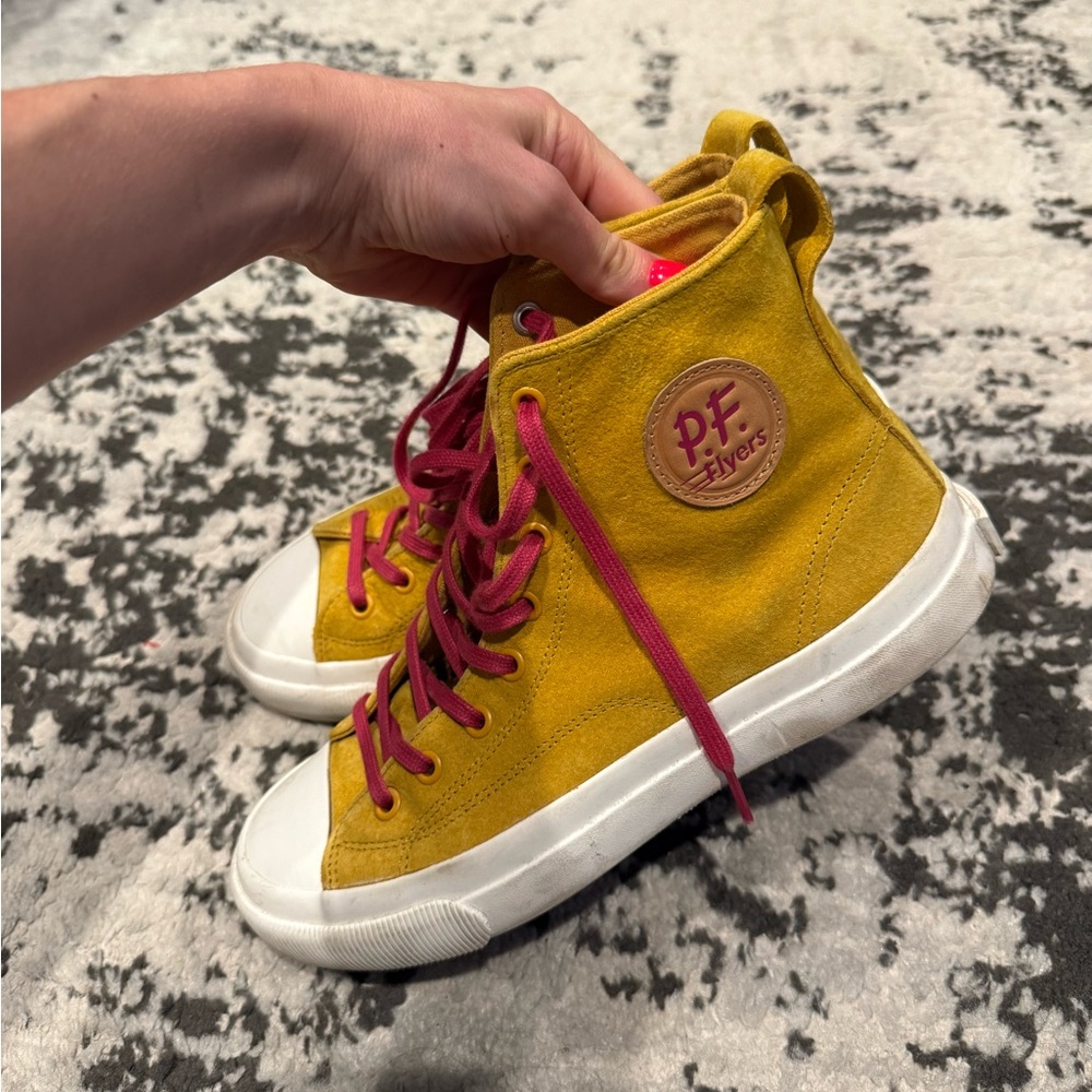 P.F. Flyers Kids Sneakers - Yellow with Pink Laces